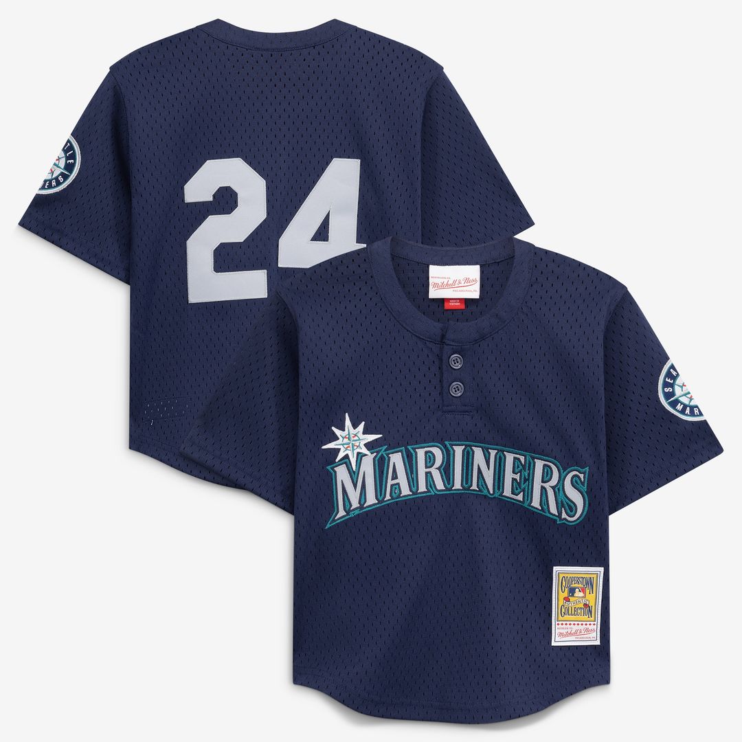Ken Griffey Jr. Seattle Mariners Mitchell & Ness Toddler Cooperstown Collection Mesh Batting Practice Jersey - Navy