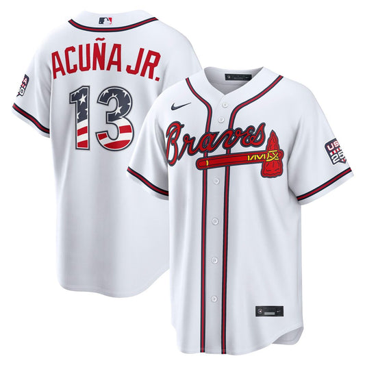 Ronald Acuña Jr. Atlanta Braves Nike USA 250 Fourth of July Home Stadium Jersey - White