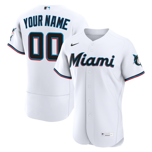 Miami Marlins Nike Home Authentic Custom Jersey - White