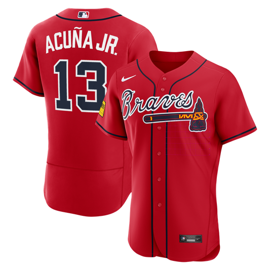 Ronald Acuña Jr. Atlanta Braves Nike Alternate Authentic Sponsor Patch Jersey - Red