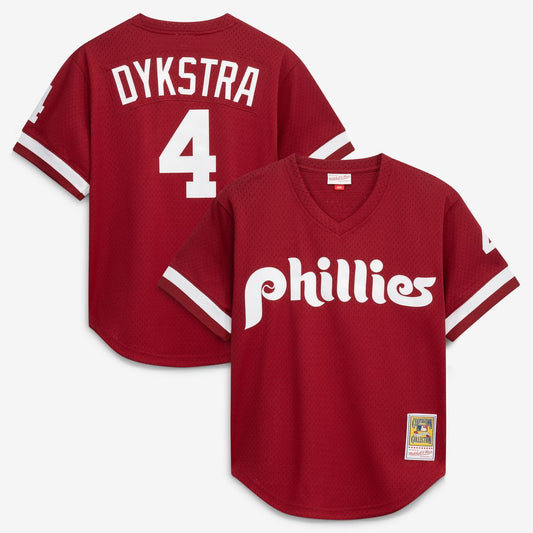 Lenny Dykstra Philadelphia Phillies Mitchell & Ness Authentic Batting Practice Jersey - Scarlet