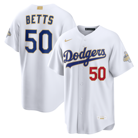 Mookie Betts Los Angeles Dodgers Nike 2026 Gold Collection Stadium Jersey - White