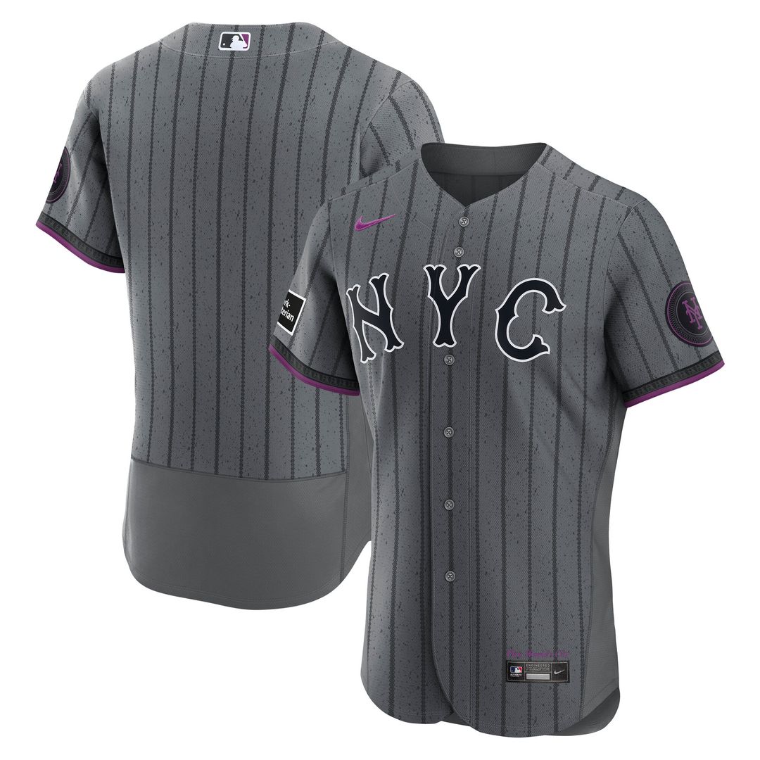 New York Mets Nike City Connect Authentic Sponsor Patch Jersey - Gray