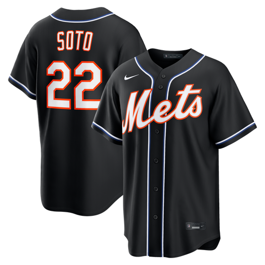 Juan Soto New York Mets Nike Fashion Replica Black Out Jersey
