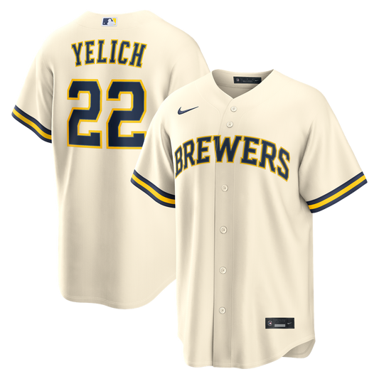 Christian Yelich Milwaukee Brewers Nike Home Replica Jersey - Cream