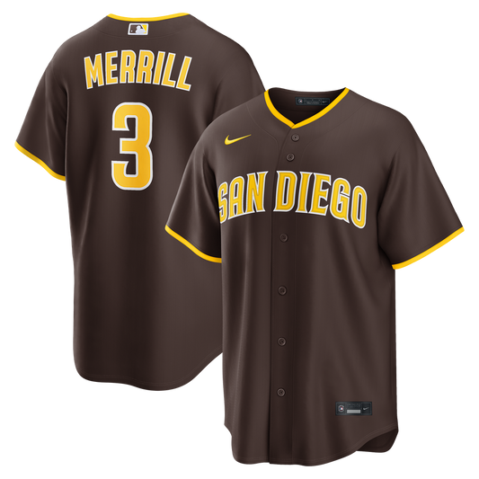 Jackson Merrill San Diego Padres Nike Road Replica Jersey - Brown
