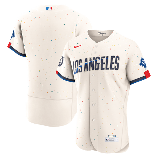 Los Angeles Dodgers Nike City Connect Authentic Sponsor Patch Jersey - Cream