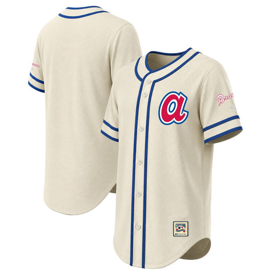 Atlanta Braves Stitches Throwback Fashion Jersey - Natural